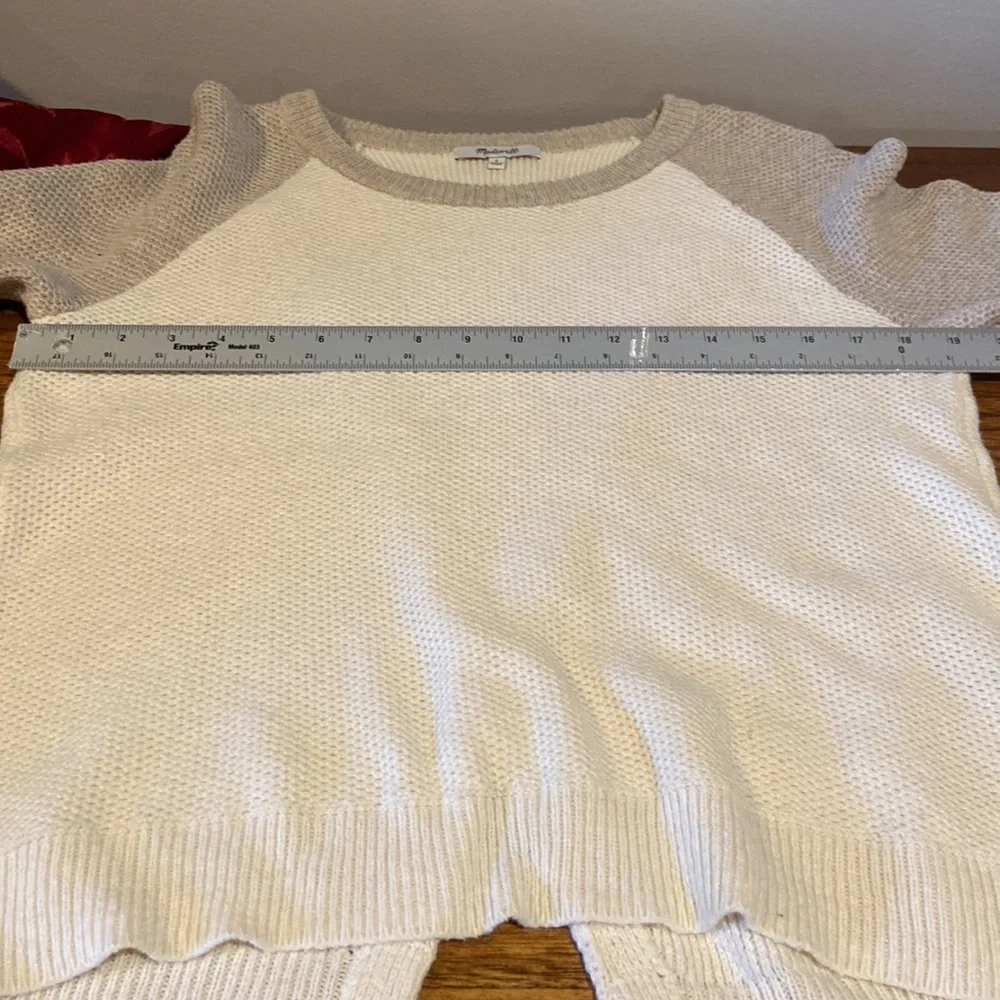 Madewell Womens Waffle split back sweater Size S pretty beige & tan Gently worn - Picture 10 of 12